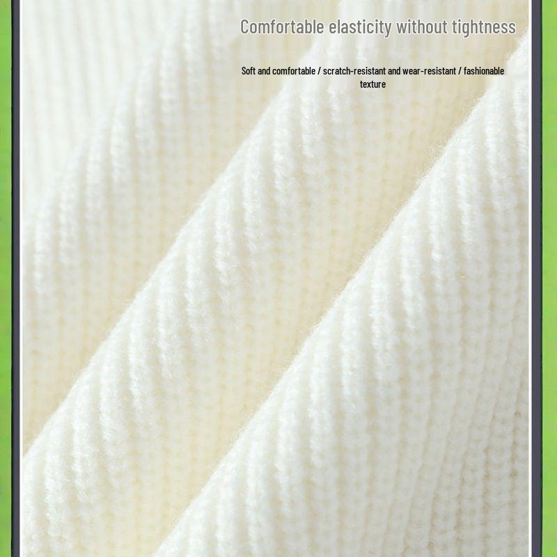 Мужской свитер крупной вязки с высоким воротником - Модный повседневный топ с длинным рукавом однотонной расцветки