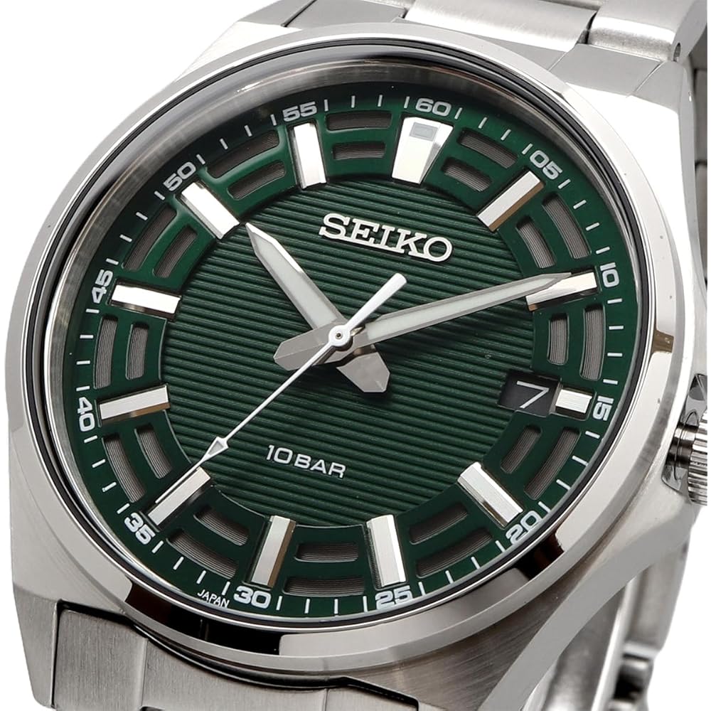 Мужские кварцевые часы Seiko Зеленые с регулируемым ремешком и инструментом Сделано в Японии