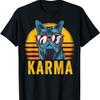 Karma Retro Sunset Cat Lover Funny Cat T-Shirt