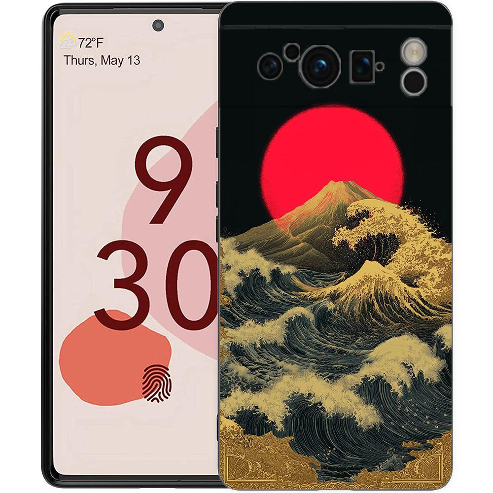 Japanese Style Art Japan Phone Case For Google Pixel 10 9 8 7 Pro 9A 8A 7A 6A 6 Pro XL Soft TPU Bumper Black Cover