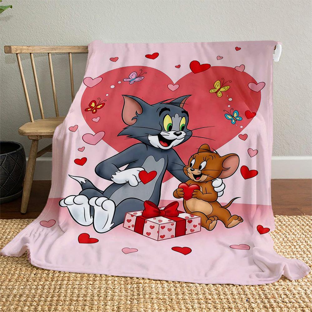 1pc Tom and JerryOutdoor Flannel Blanket Soft Plush Decor for Picnics, camping,Bedroom, Playroom, or Lunch Breakn1217A
