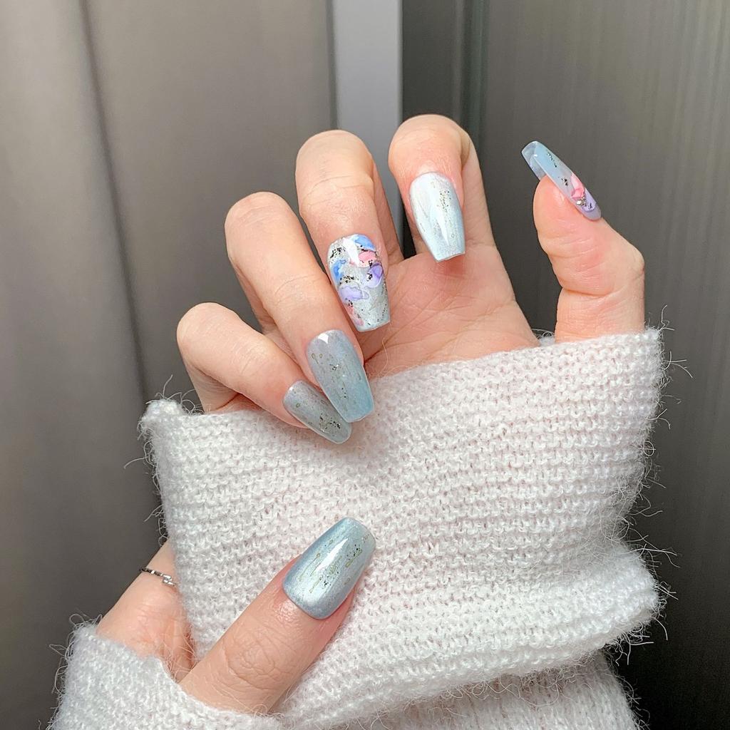 Pure‑Handmade Boutique Press‑On Nails Fresh Cat‑Eye INS‑Style Premium False Nail Patches