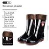 Men's Black PVC Rainproof Work Boots with Velvet Lining
