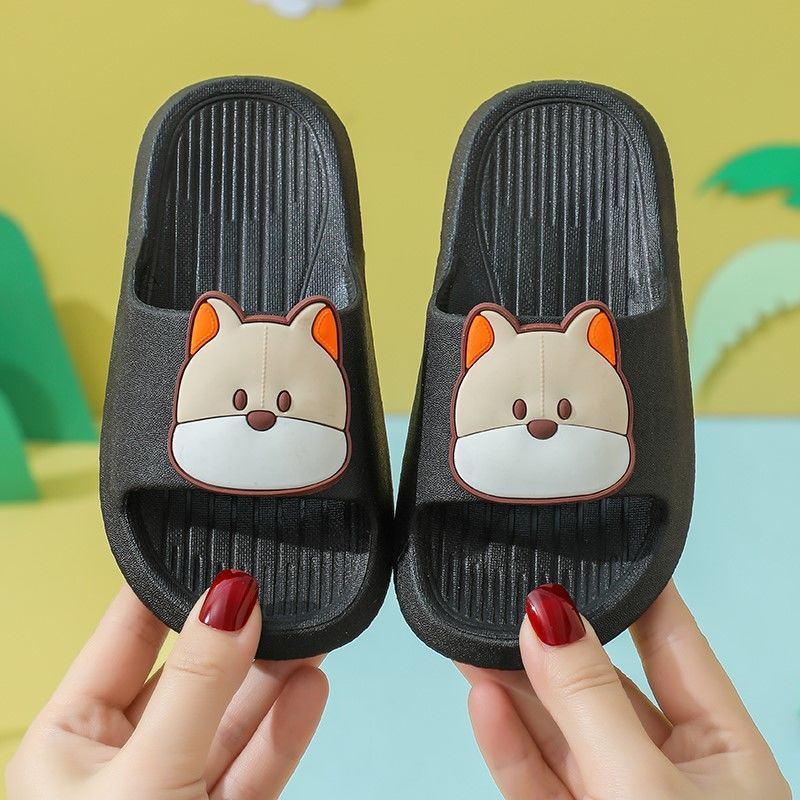 Детские летние домашние нескользящие тапочки для мужчин и девочек, домашние сандалии с мягкой подошвой с изображением собаки
