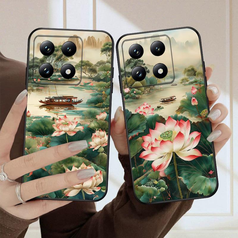 Корабль и Красный Лотос Для Xiaomi Poco X7 M7 Pro 5G M5 X4Pro 4 M6 4G C65 C75 F6 F5 X6 5 7 X5 F7 Ultra M5S M4Pro 5G мягкий чехол для телефона