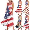 Женское повседневное удобное хлопковое платье с карманами без рукавов и принтом ко Дню независимости