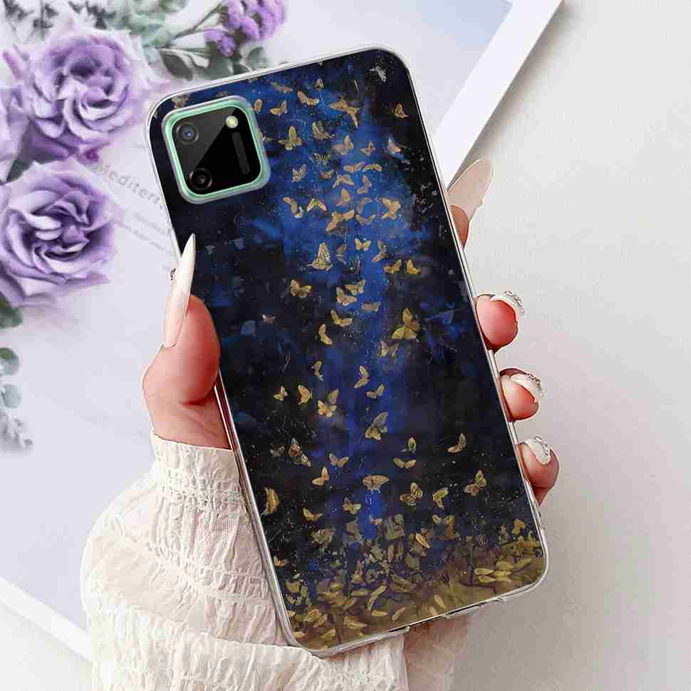 For Oppo Realme C11 6.5" Case Colorful Butterfly Soft Silicone TPU Cover For Realme c11 C11 RMX2185 Fashion Flower Phone Cases
