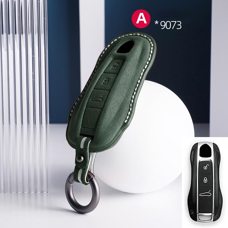 AABKU1 For Porsche Panamera Cayenne 971 911 9YA Macan Boxster Spyder Carrera Cayman 970 981 991 3 Buttons Suede Car Key Case Keychain