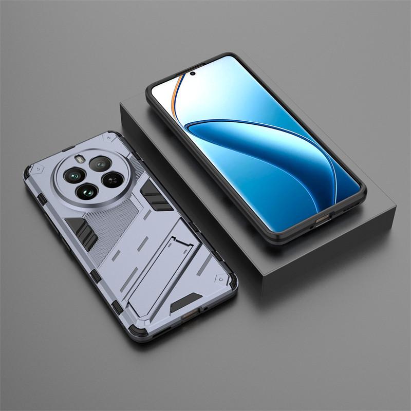 Для чехла Realme 12 Pro Чехол для Realme 12 + Pro Plus 5G Противоударный ТПУ Броня ПК Силиконовый Держатель-подставка Защитная Задняя крышка для телефона