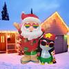 Рождественские украшения Гавайи Санта Пингвин 1,8 м / 6 футов Надувные игрушки Встроенные светодиодные огни Модель Вечеринка Рождество Праздничный декор Украшения