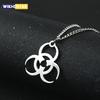 Biochemical Crisis Symbol Stainless Steel Necklace Pendant Silver Color Necklace for Women Men Punk Jewelry Gift