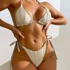 Женский купальник треугольный сексуальный сплошной цвет на шнуровке Купальники Холтер Бикини Наборы