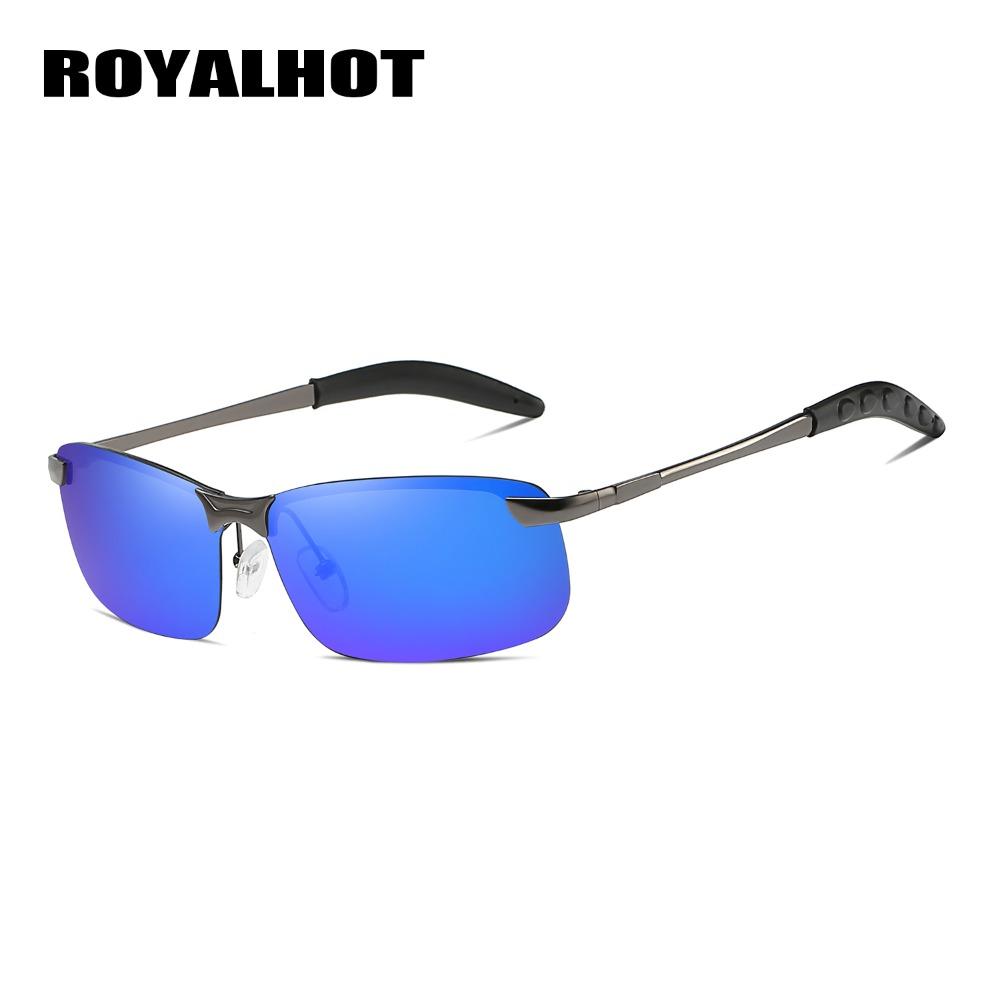 Royalhot Мужские супер крутые светоотражающие поляризационные солнцезащитные очки из металлического сплава Uv400, очки для вождения, очки