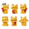 Cute Expression Figurines for Gift Ideas 6PCS Mini Yellow Cat Figurines, Symbolizing Good Luck And Prosperity Tiny Miniature Landscape Decor