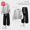 MINISO Men's Fleece-Lined Crewneck Sweatshirt and Jogger Set