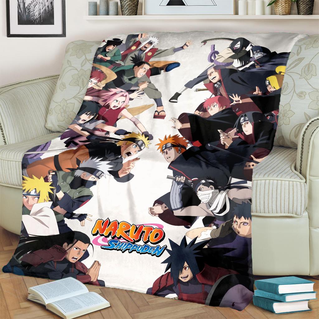 Anime-Naruto Print Blanket Warm Comfortable Flannel Blanket for Bedrooms, Sofas, Beds, Chairs, Picnics, Travel -LXR76