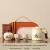 Portable Quick-Brew Travel Tea Set with Water Separation: One Pot & Four Cups