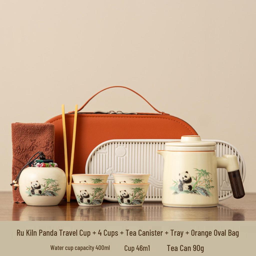 Portable Quick-Brew Travel Tea Set with Water Separation: One Pot & Four Cups