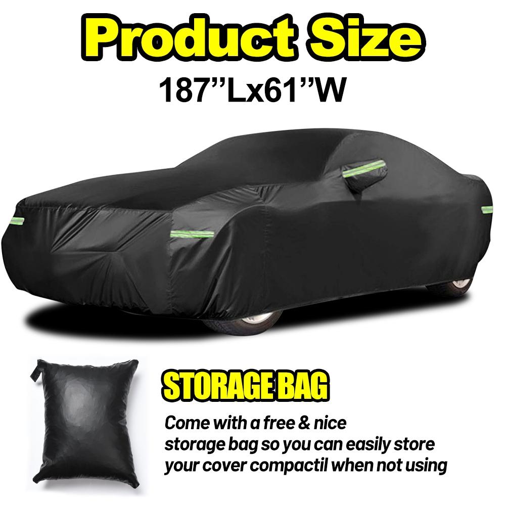 190T Waterproof Full Car Cover for Ford Mustang Dust Rain Snow All Weather Protection Dustproof Scratch Resistant Black