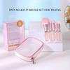 5 Pcs Mini Travel Makeup Brush Set With Case, Professional Powder Foundation Blush Eye Blending Shadows Concealer Brush Kit for Travel