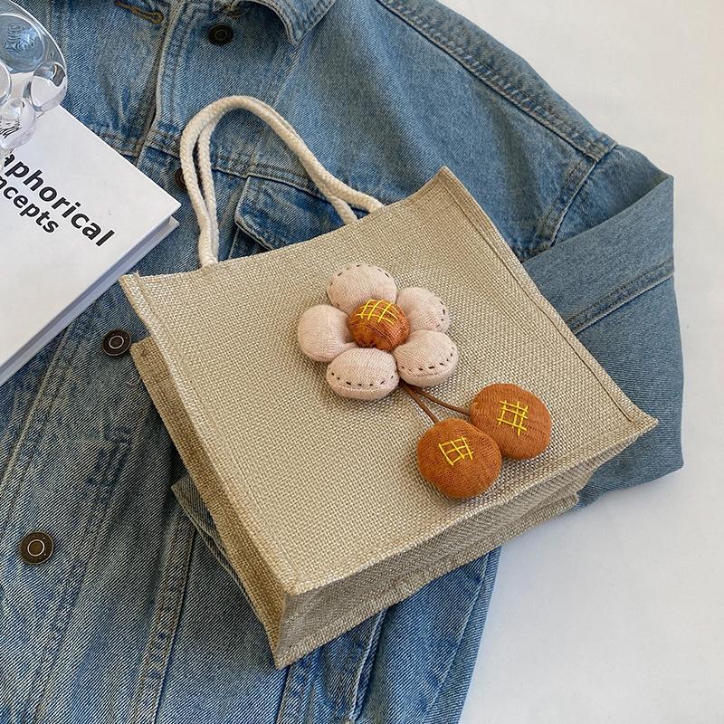 Милая сумка Bento, льняная сумка-тоут, студенческая сумка-тоут, льняная сумка-тоут, женская сумка для ланча