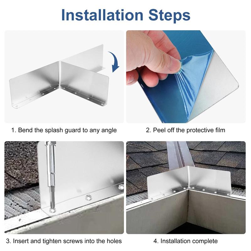 4 шт. Защита от брызг для желоба водосточной доли, Защита желоба от капель дождя, Защита желоба от капель дождя для углов скатных крыш дома