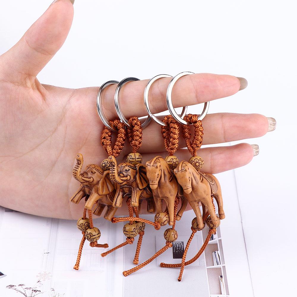 Accessorites Pendant Gift Wooden Carving Horse Elephant Keychain