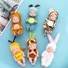 Mini Rebirth Doll 4.3 Inch Cute Animal Doll Deer/Bee/Bear/Giraffe/Tiger/Rabbit Washable PVC Material Forced Clothes and Hat Toys