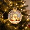 Winter Theme Party Favors Lighted Christmas Ornaments, 3D Miniature Scene Hanging Balls with Warm LED Light, Cute Festive Home Desktop Decorations