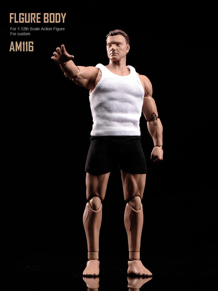 1/12 Scale Action Figure, 6-Inch Male Body Model, Muscular Male Body Model, Flexible Muscles, Miniature Action Figure Body Doll Collection