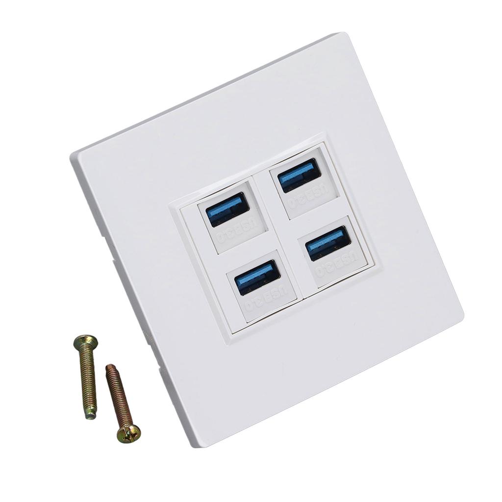 4-портовая настенная розетка Ethernet USB3.0 5 Гбит/с Дуплексная передача данных Панель Ethernet Настенная вилка
