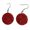 [R7922] - Red 'Cubism' Handcrafted Earrings - 25 Mm