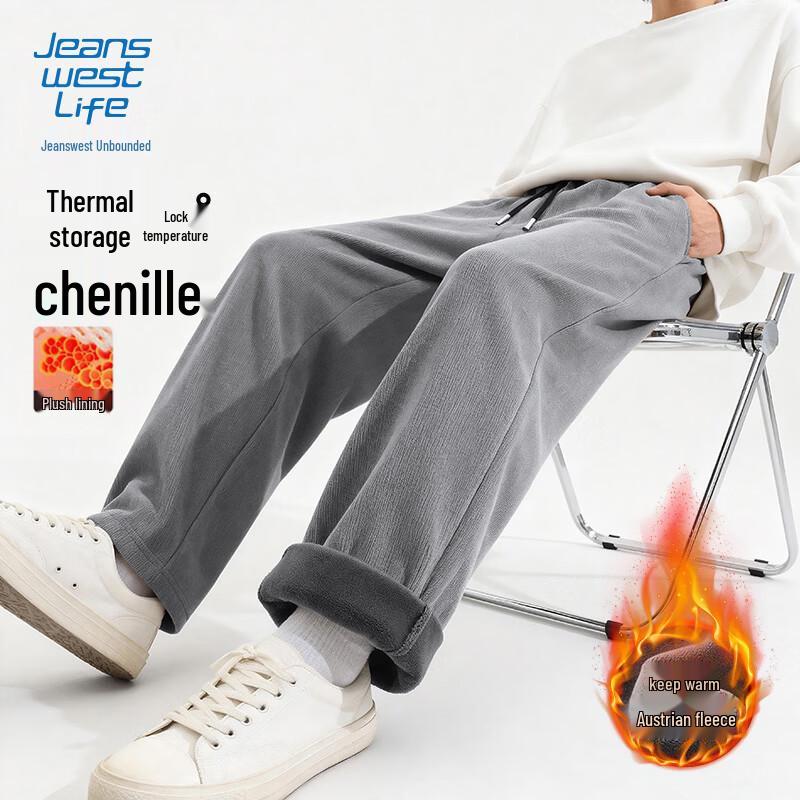 JEANSWEST LIFE Мужские зимние прямые брюки-джоггеры из велюра и флиса