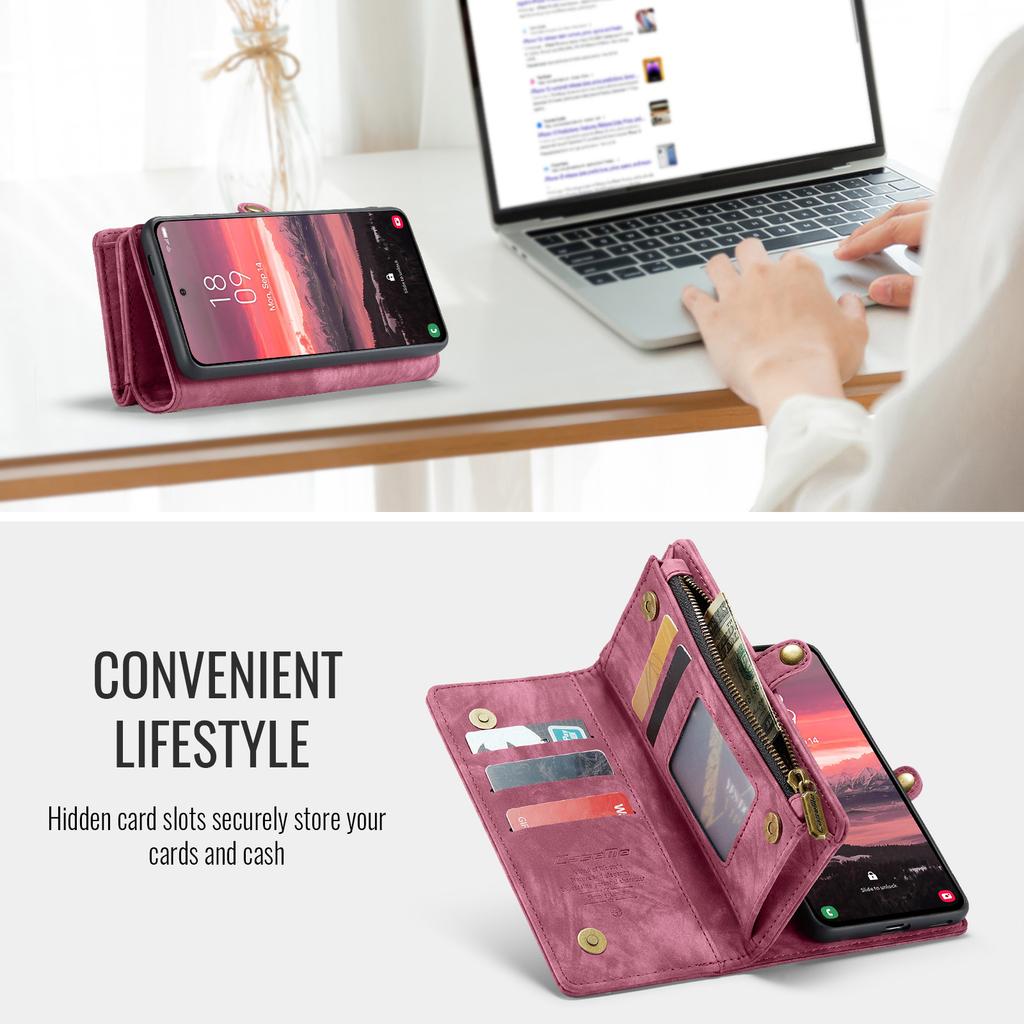 Для Samsung Galaxy S25 Edge Чехлы для телефона CASEME Кожаный чехол со съемным кошельком и ремешком