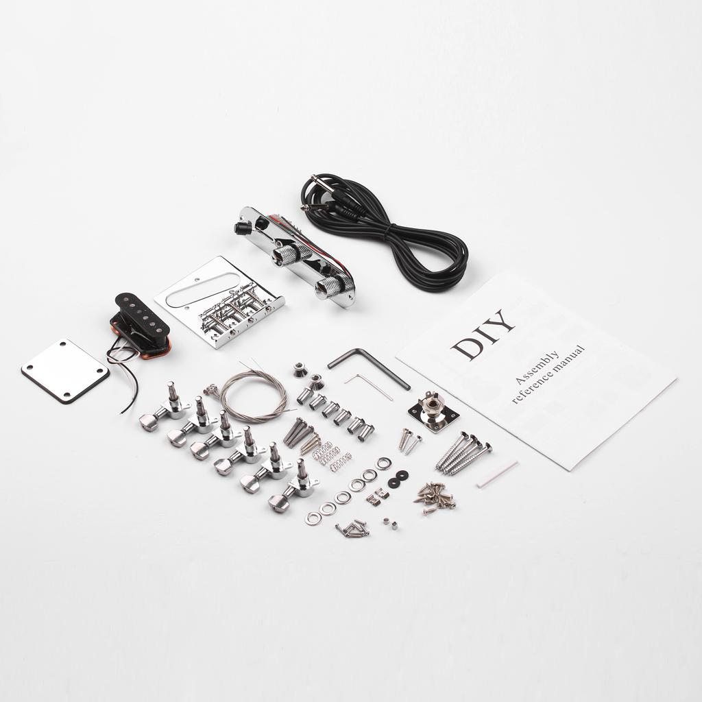 Незаконченная электрогитара DIY Kit Корпус из красного дерева, клен, гриф, накладка на гриф из палисандра