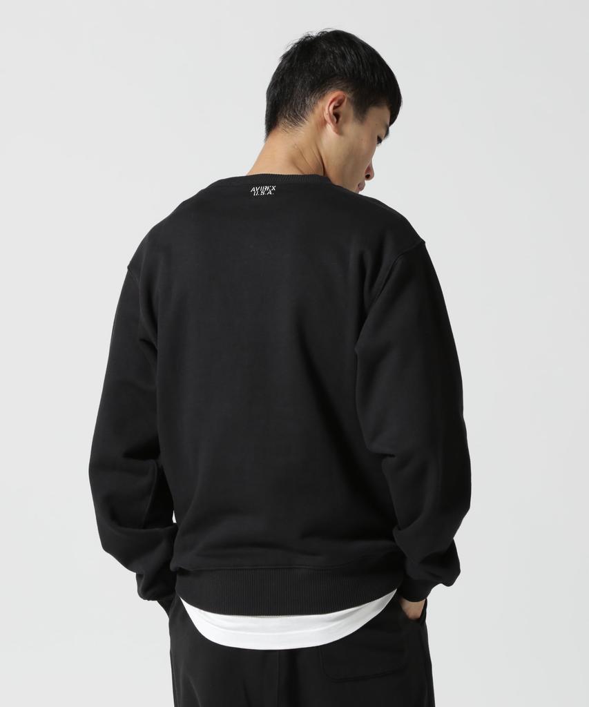 DAILY CREW NECK SWEAT Neck Long Sleeve Sweatshirt 2XL 010 Black [AVIREX] L/S LOGO/Crew / 783-3932003 Men's