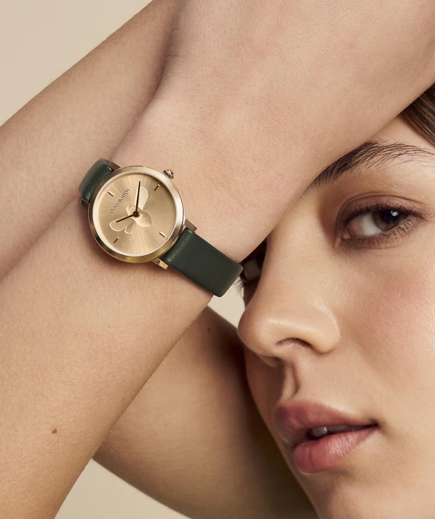Авторизованный дилер [OLIVIA BURTON] Женские часы Olivia Burton ob24000017 Signature 28 мм Bee Ультратонкие часы с кожаным ремешком из золота и зеленого цвета