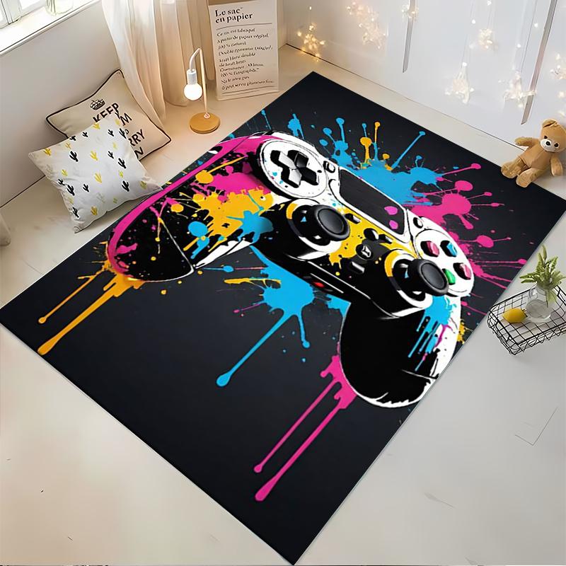 Colorful Game Controller Design Rug - Non-slip rug suitable for living room and bedroom sofas.