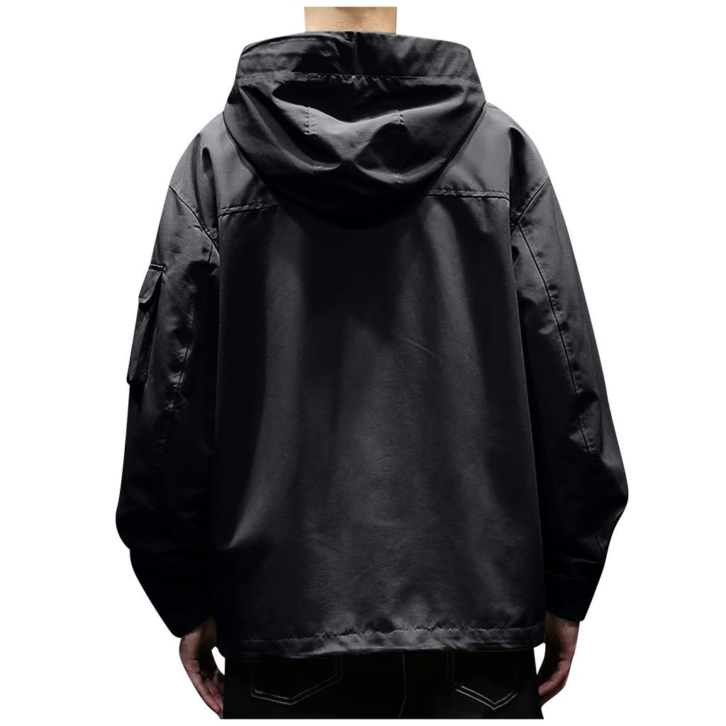 Autumn And Winter Men's Solid Color Outdoor Mountaineering Rushsuit Work Clothes Hooded Coat