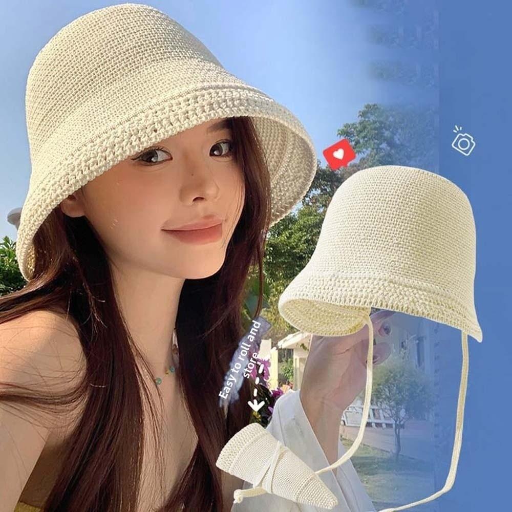 Big Brimmed Folding Straw Hat Lightweight Woven Sun Cap Fashion Vacation Beach Cap Women