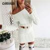 Autumn and Winter Women's Sweater Mid-length Twist Waist Dress Knitwear