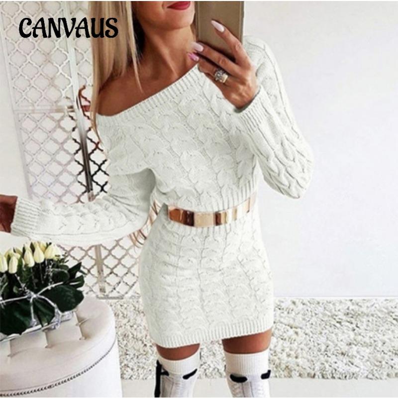 Autumn and Winter Women's Sweater Mid-length Twist Waist Dress Knitwear