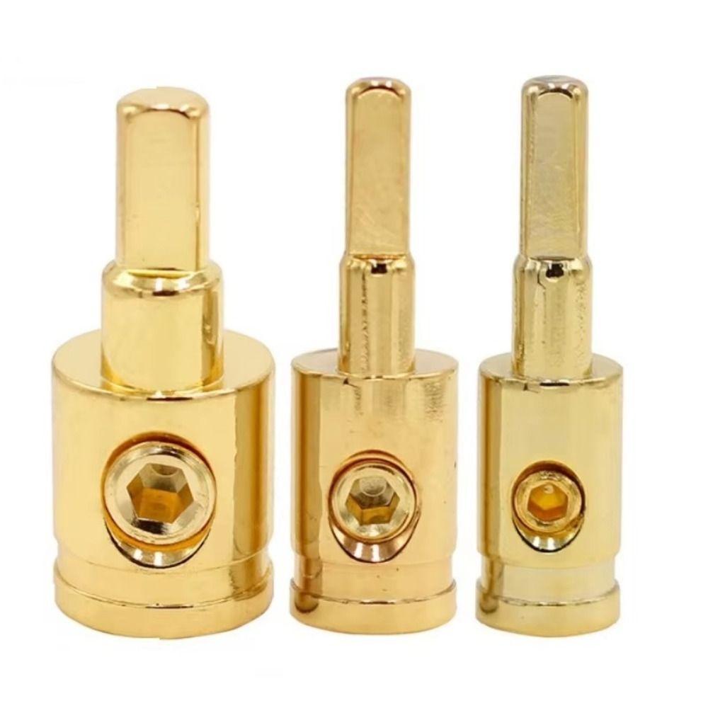 New Pure Copper Car Audio Connector 0GA 4GA 8GA Gold Silver Audio Amp Input Adapter Power Ground Wire Terminal