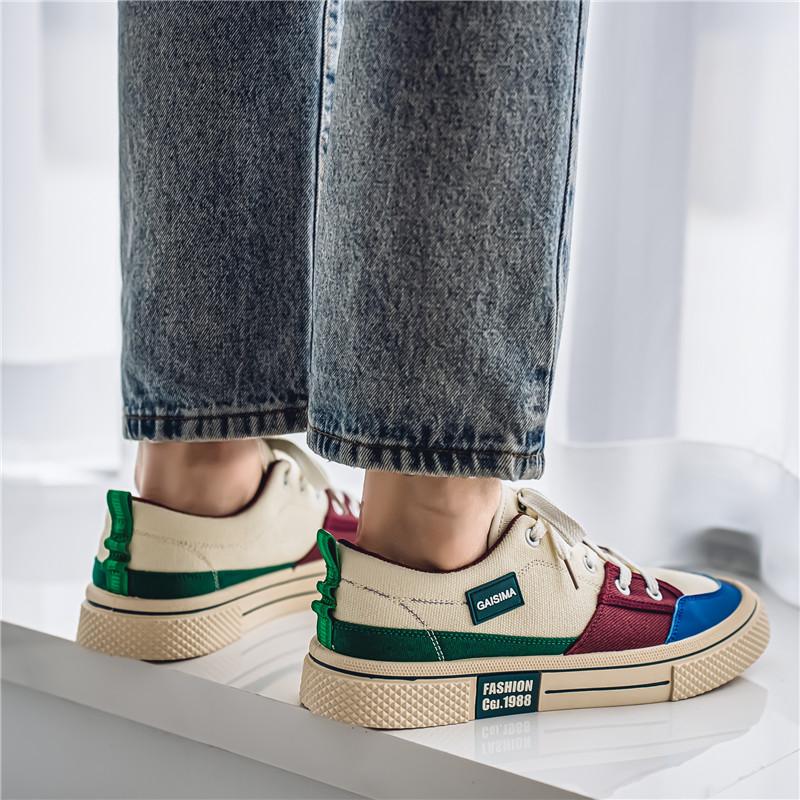 Men 's Casual Four Seasons Fashion Canvas Skateboarding Students Comfortable Sneakers Boys Trending Soft Sole Breathable Shoes