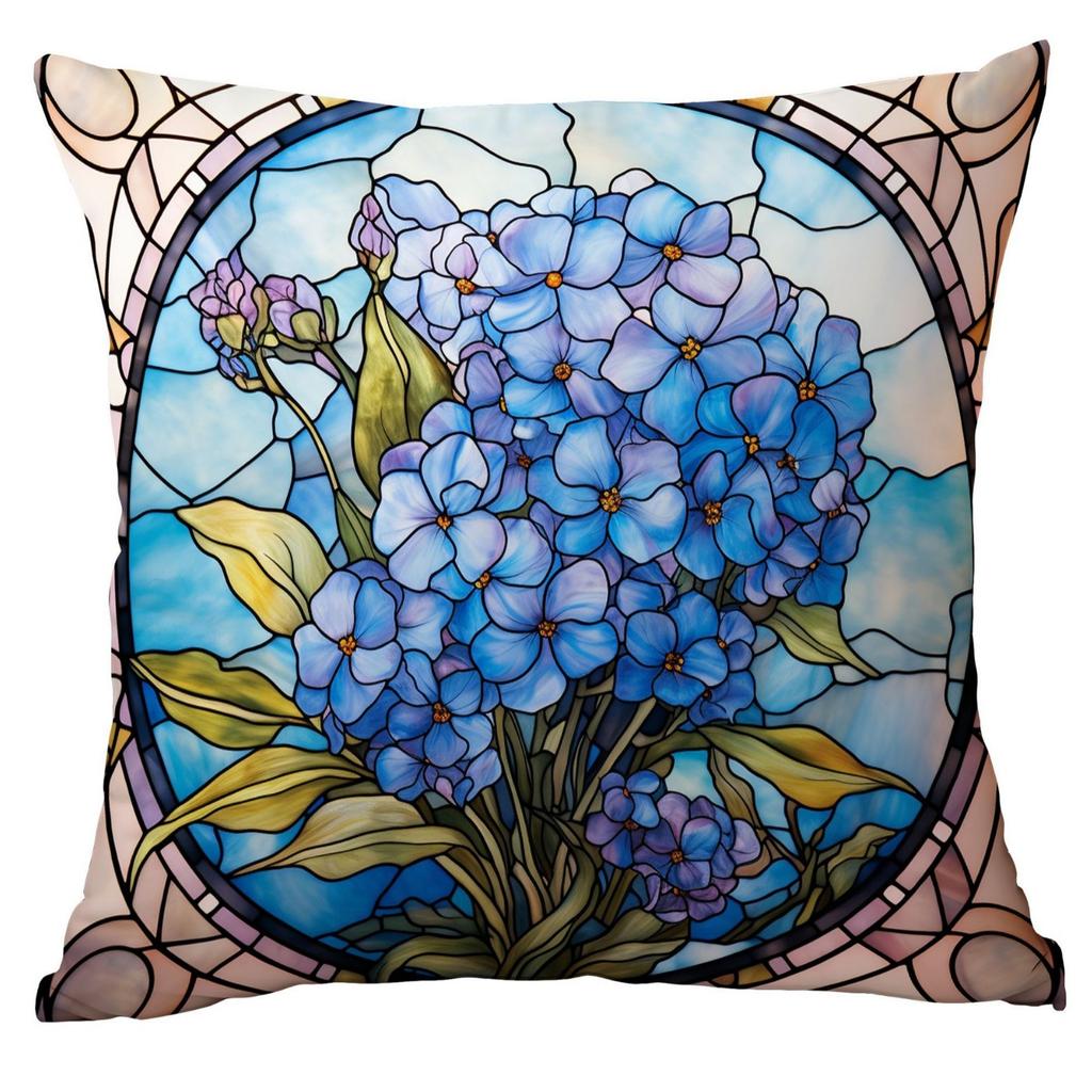 New Vintage Floral Pillowcase Creative Colored Glass Printed Home Sofa Car Cushion Pillowcase