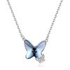 925 Sterling Silver Blue Crystal Butterfly Pendant Necklaces for Women Elegant Daily Wear Silver Necklace Jewelry Gift