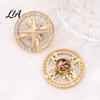 Decorative Compass Jewelry Vintage Rhinestone Star Brooch, Men Women Alloy Brooch Lapel Pin, Badge Accessory for Clothing Decor Retro Pin