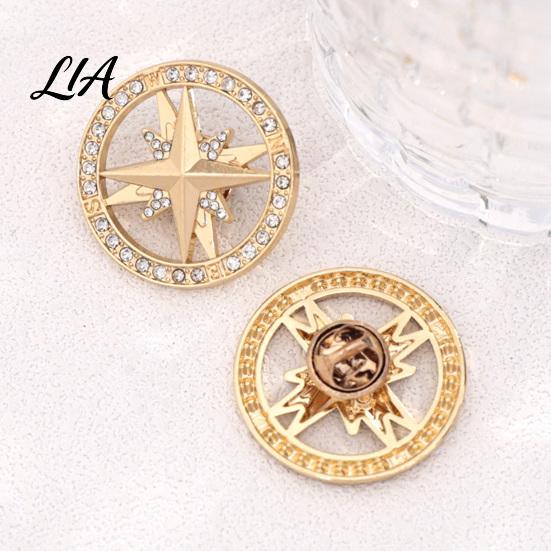 Decorative Compass Jewelry Vintage Rhinestone Star Brooch, Men Women Alloy Brooch Lapel Pin, Badge Accessory for Clothing Decor Retro Pin