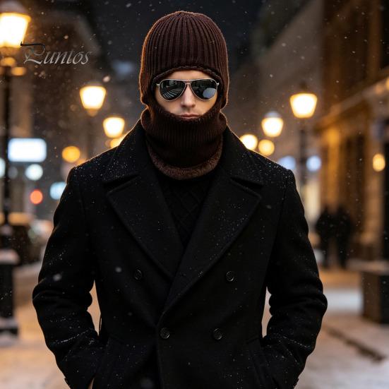 Шапка для защиты от холодной погоды, мужская вязаная шапка-шарф с капюшоном, теплая балаклава-капюшон для зимней погоды, ветрозащитный шарф-бафф, шапка-бини, для езды на велосипеде на открытом воздухе
