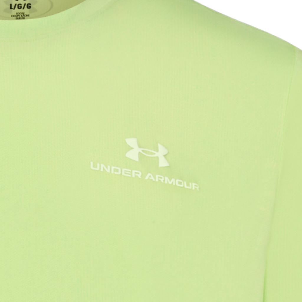 Under Armour Vanish Energy Однотонная футболка с принтом для тренировок, простая, дышащая, повседневная, для фитнеса, с коротким рукавом, мужские топы, выцветший зеленый 6009761-391